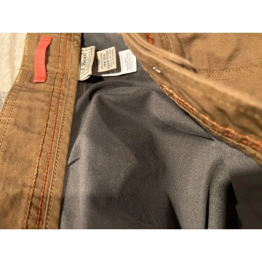 L.L. Bean Fleece Lined Work Carpenter Pants 36 X 28 Brown Double Knee Hunting - Picture 7 of 7